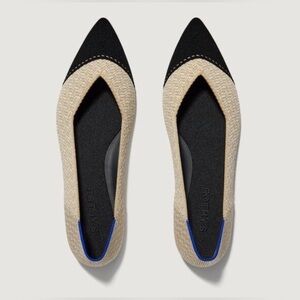 Rothy's Black and Cream Pointed Toe Flats w/ pink insole sz 7